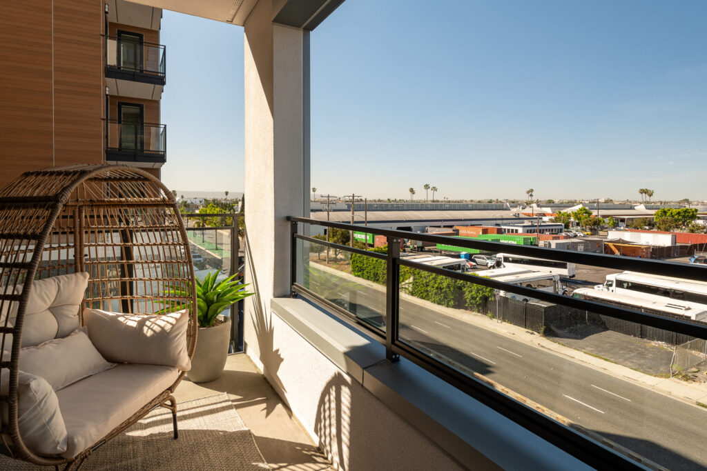 Patio overlooking city